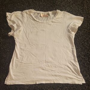 Chic White Ruffle Sleeve Tee